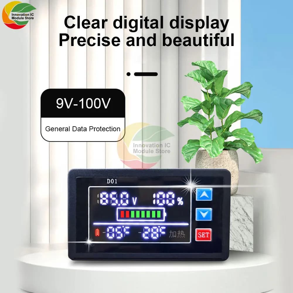 Digital Display Voltmeter With Temperature Control Waterproof Temperature Controller Control Switch Meter Battery power detector