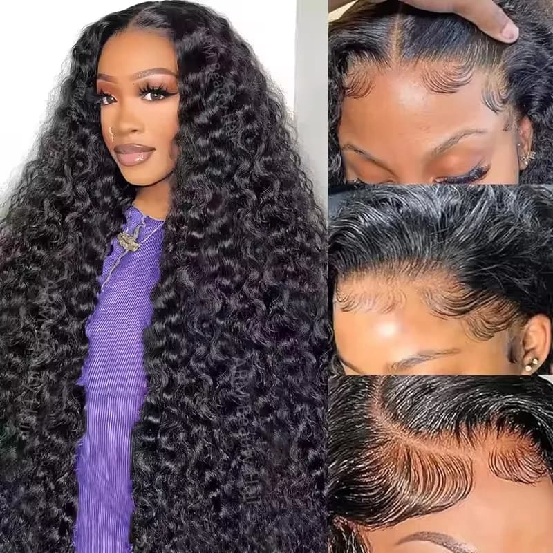 13x6 Deep Wave Frontal Wig  40 Inches Hd Lace Front Wig Curly Hair13x4 Water Wave Wig Preplucking For Black Brazilian Woman Hair