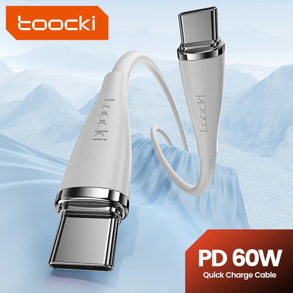 Toocki USB Type C To USB C Cable 60W/3A PD Fast Charging Charger Wire Cord For Macbook Xiaomi Samsung Type-C USBC Cable 2M