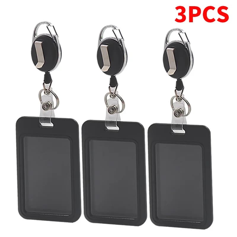 3 pieces/1 piece - High end retractable black work card holder, student meal card holder