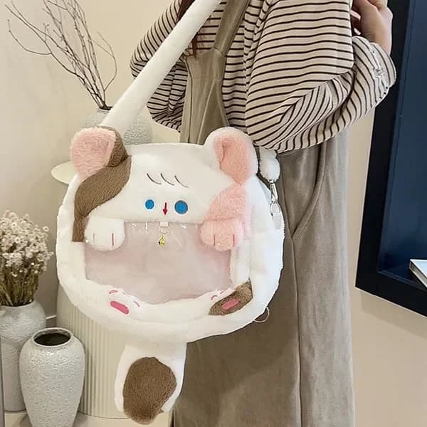 Japanese women cute cat plush backpack girl cartoon shoulder bag