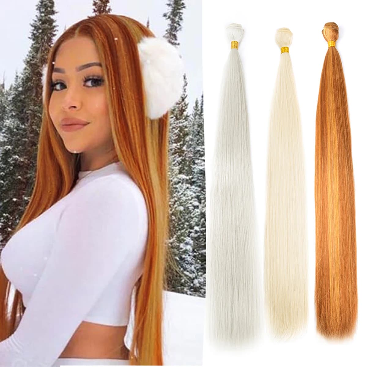 Straight Hair Extensions Heat Resistant Synthetic Straight Hair Bundles Crochet Braids Hair Synthetic Braiding Hair Extensions