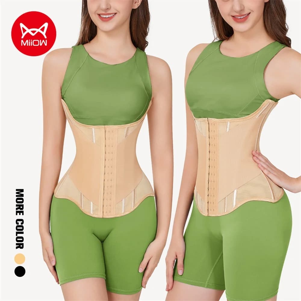 MiiOW U-shaped Waist Trainer Corset Women Buttoned Shapers Breast Lifted Waist Trainer Steel Bone Slimming Breathable Shapewear