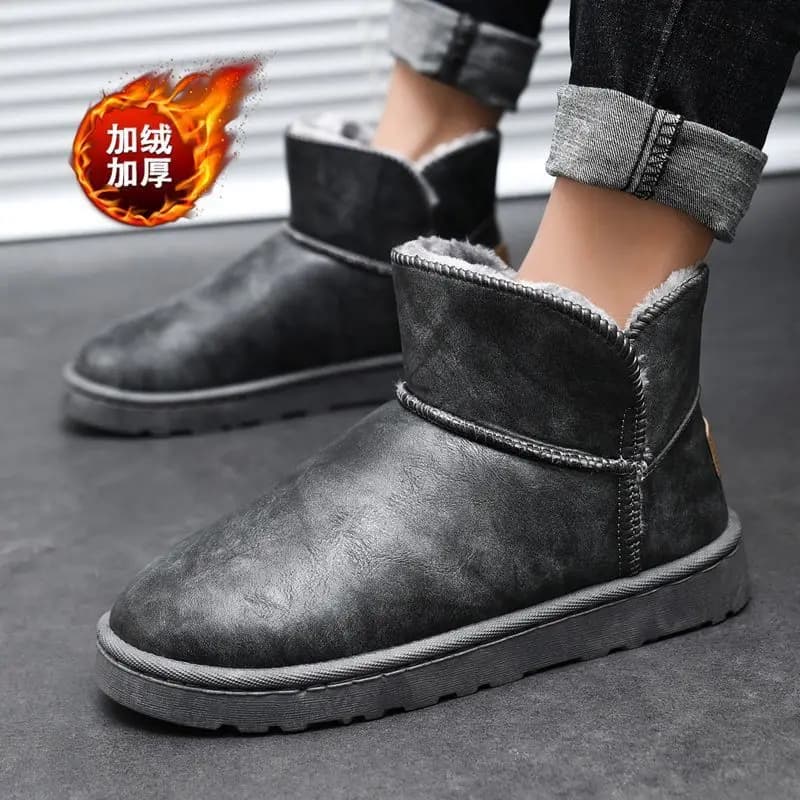 Men's Winter Snow Boots with Plush and Thick Cotton Shoes Men Low Top Waterproof Casual Bread Shoes Unisex Cold Resistant Boots