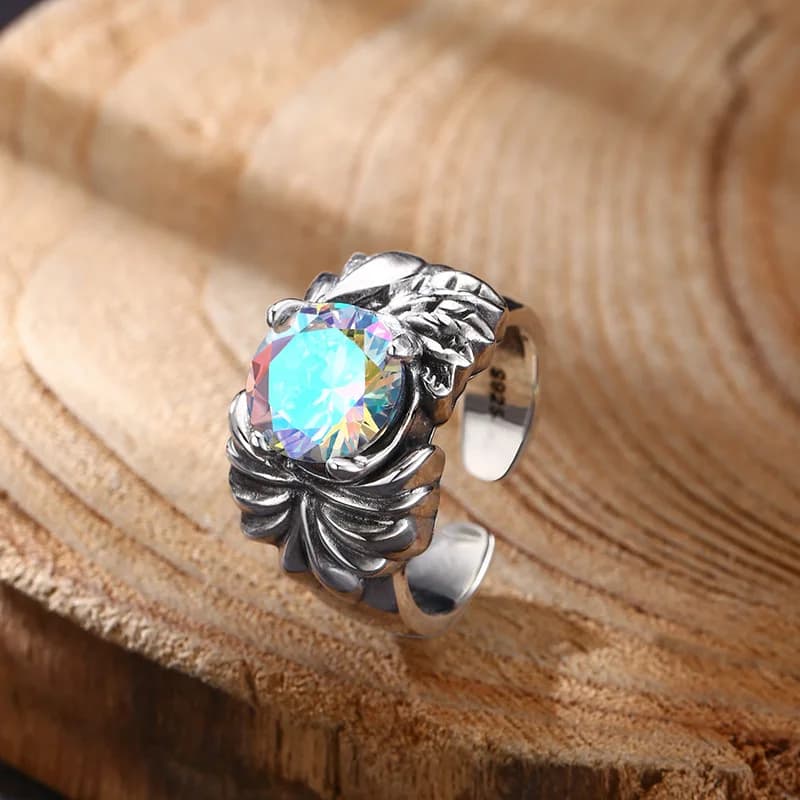 Wholesale 925 sterling silver ring Seiko zircon ring ring opening Thai silver vintage trendy unique ornament