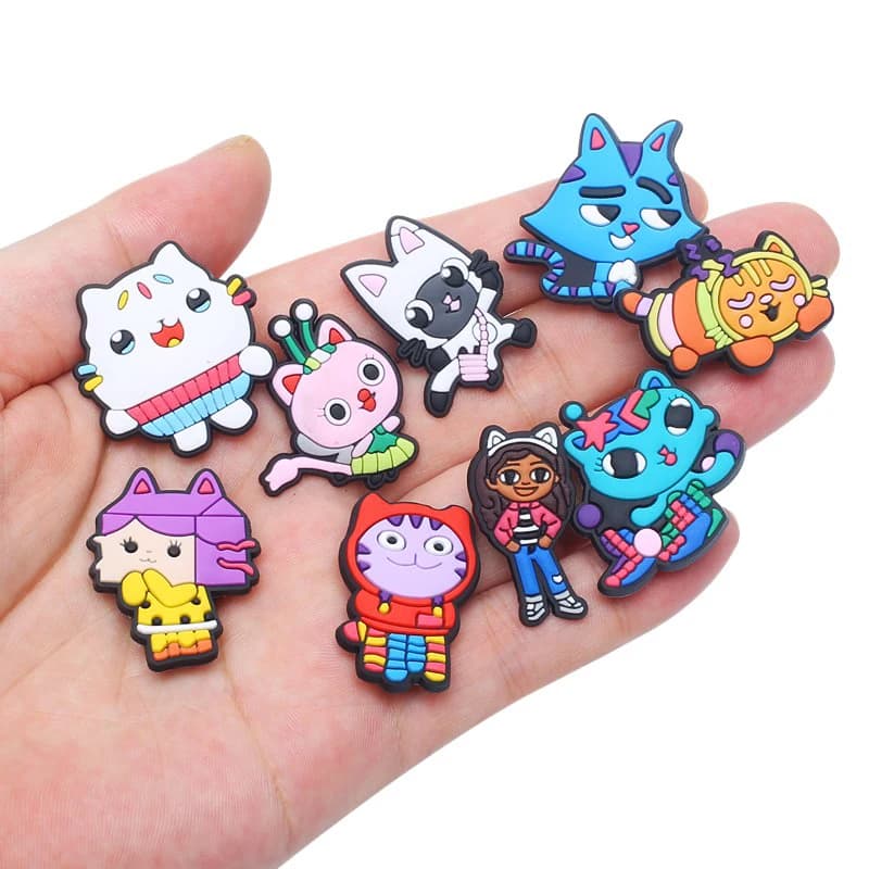 1Pcs Cute Cats PVC  Charms Gibit Pop Cartoon Shoe Charm Accessories Clogs Pins Ornament For Shoe Decoration