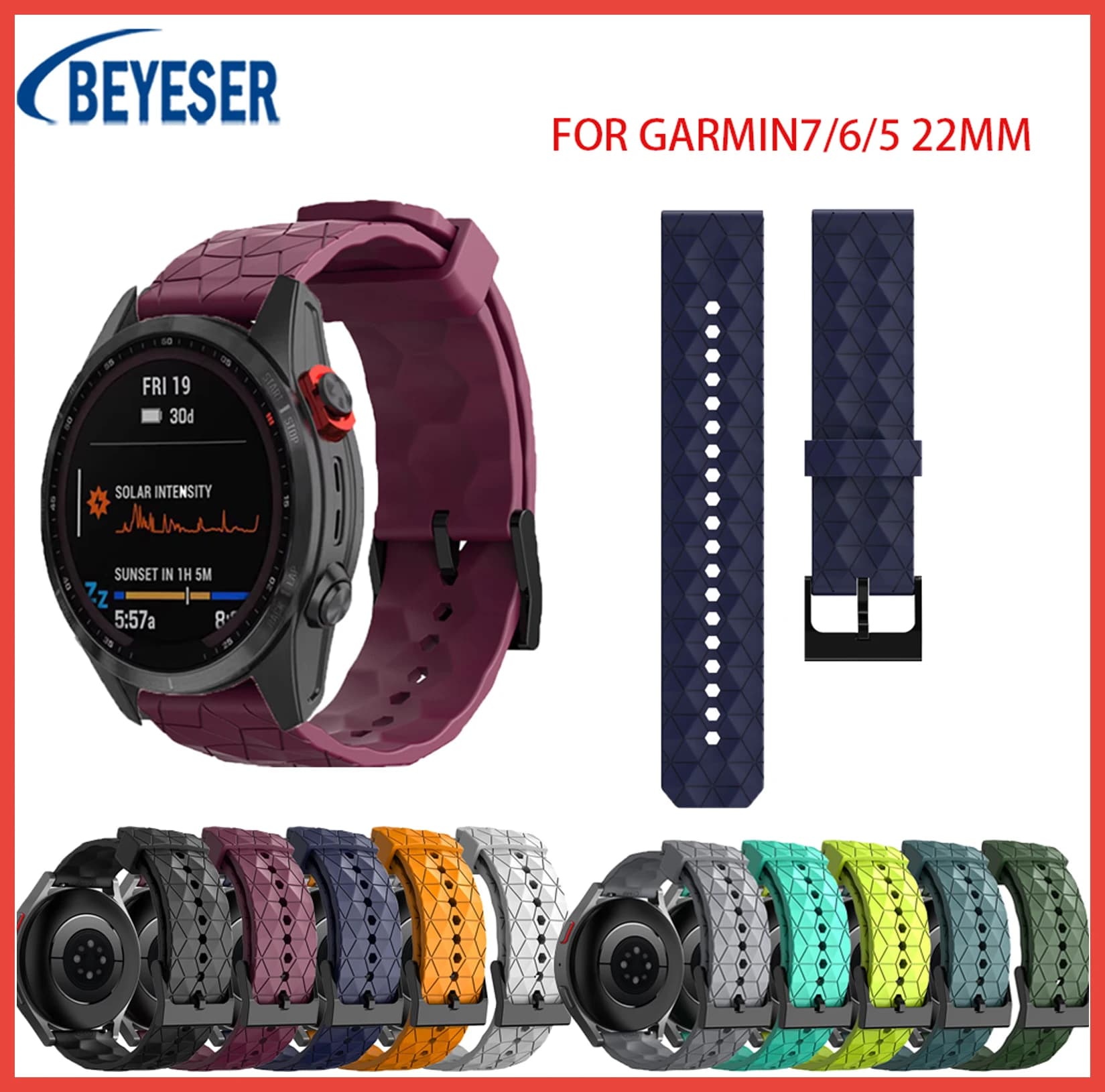 22mm Soft Silicone Watchband for Garmin7/6/5 Strap Replacement Wristband for Forerunner265 Sports Bracelet New SmartWatch Band