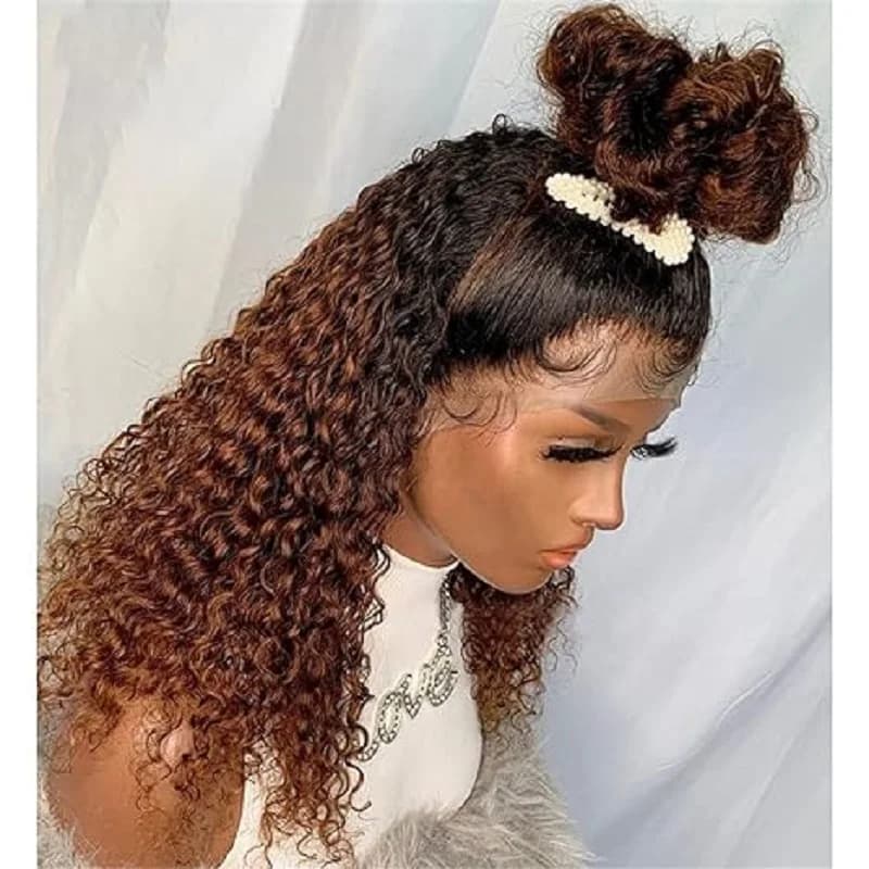 Glueless 26inch Soft Ombre blonde Long 180% Density Kinky Curly Lace Front Wig For Black Women Babyhair Preplucked Daily Cosplay