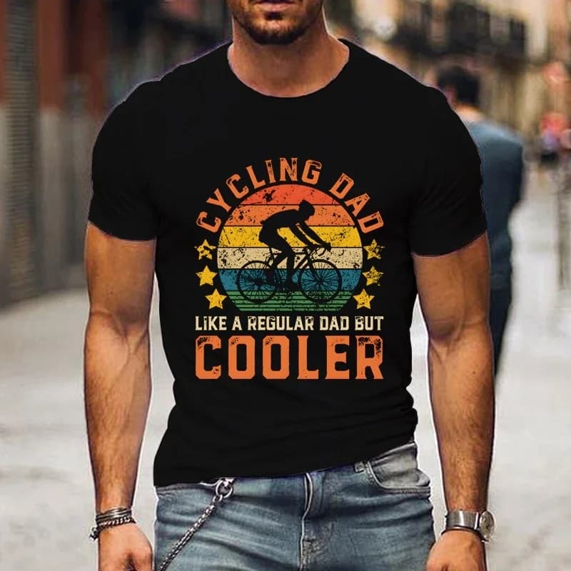 Cycling Dad Cooler Print Men's T Shirt Funny Vintage Mountain Bike Tshirt Hip Hop Casual Tops Summer Father Day Street T Shirt