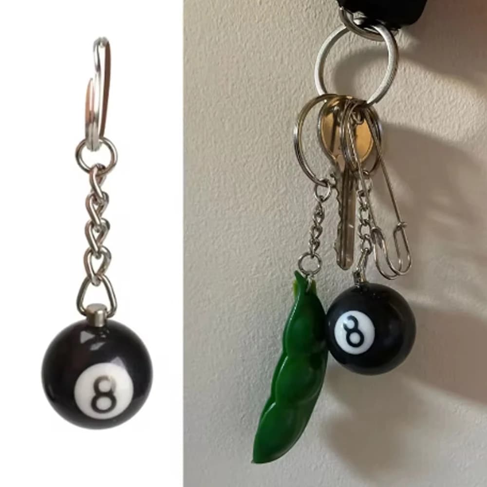Fashion Creative Billiard Pool Keychain Table Ball Key Ring Lucky Black No.8 Key Chain 25mm Resin Ball Jewelry Gift