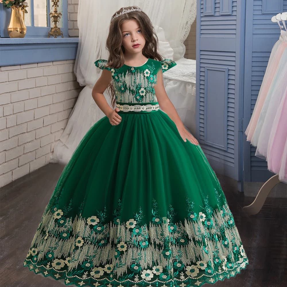 Flower Girl Dress Princess Elegant Children Party Long First Communion Kids Clothes For Teen Children Wedding Birthday Vestidos