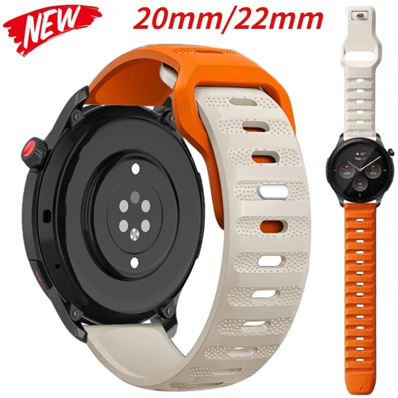 22mm 20mm Silicone Band For Huawei Watch 5/4/3/GT3-4-5-6 Pro 46mm Amazfit GTR 4/GTS 4 Breathable Belt Galaxy Watch 7/6/5/4 strap