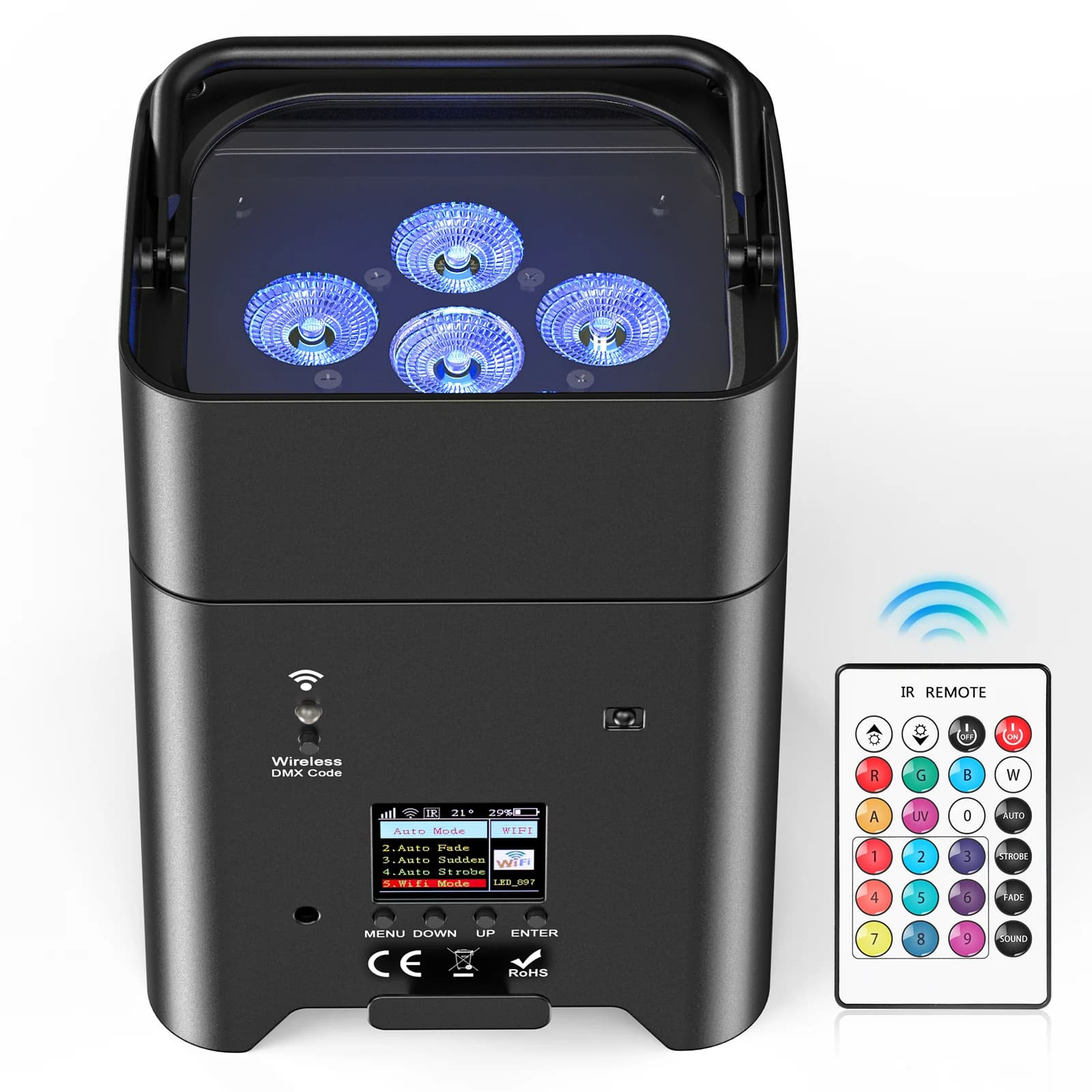 Yiflamefly Wireless Built-in Battery Par Light 80W 6IN1 RGBWA+UV Par Lights With Charge Progress Bar For DJ Disco Wedding Party