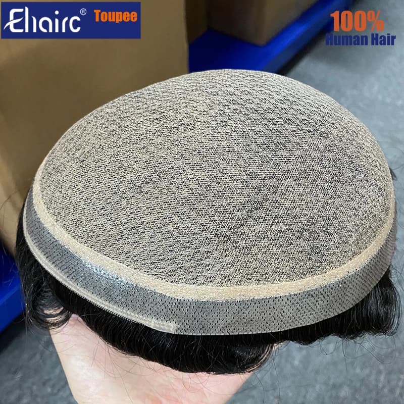 M Lace|Silk Base with Diamond Net Men's Wigs For Men Hair System 6" Toupee Men Durable 100% Human Hair System Unit Mens Wig