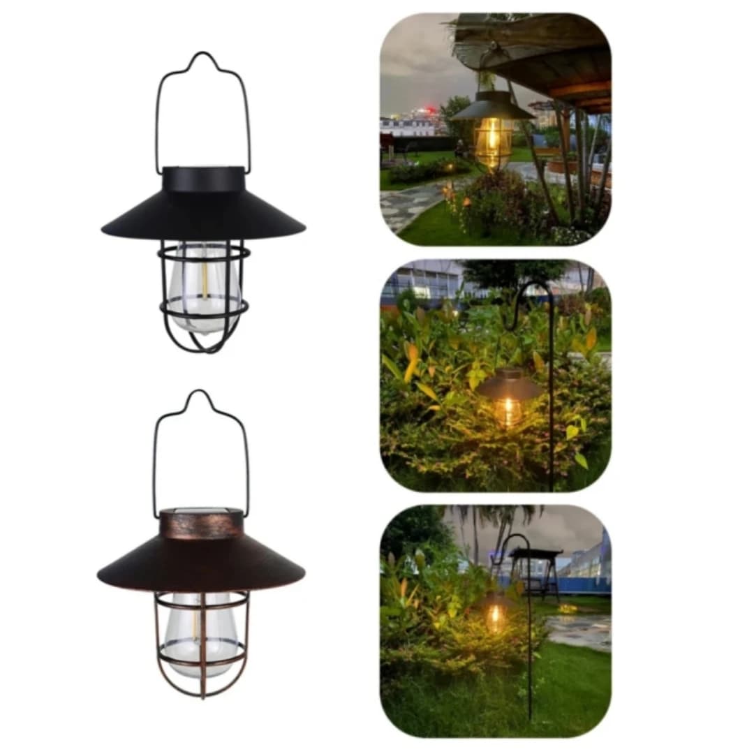 Solar Lantern Lamp Outdoor Waterproof Hanging Lamp Vintage Metal Solar Lights For Garden Yard Patio Xmas Party Decor Lighting