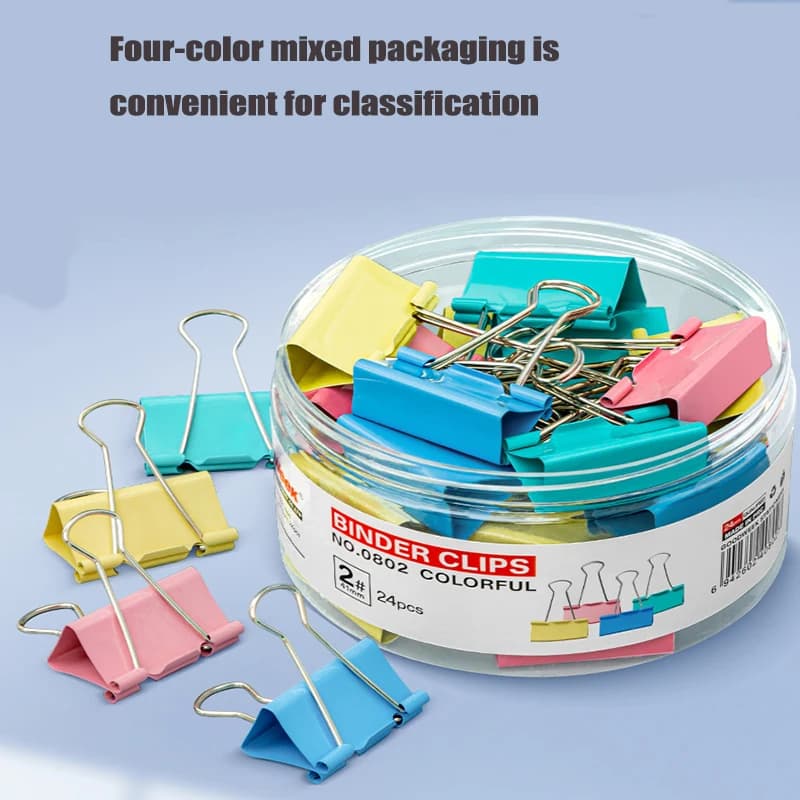 40pcs 19mm Office Stationery Color Long Tail Clip Metal Stainless Steel Document Multi-functional Color Long Tail Ticket Clip