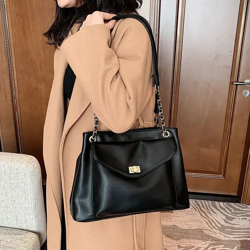 Fashion Women Shoulder Bag Soft PU Leather Tote Handbag Large Capacity Double Layer Crossbody Messenger Bags Female Stray Bag