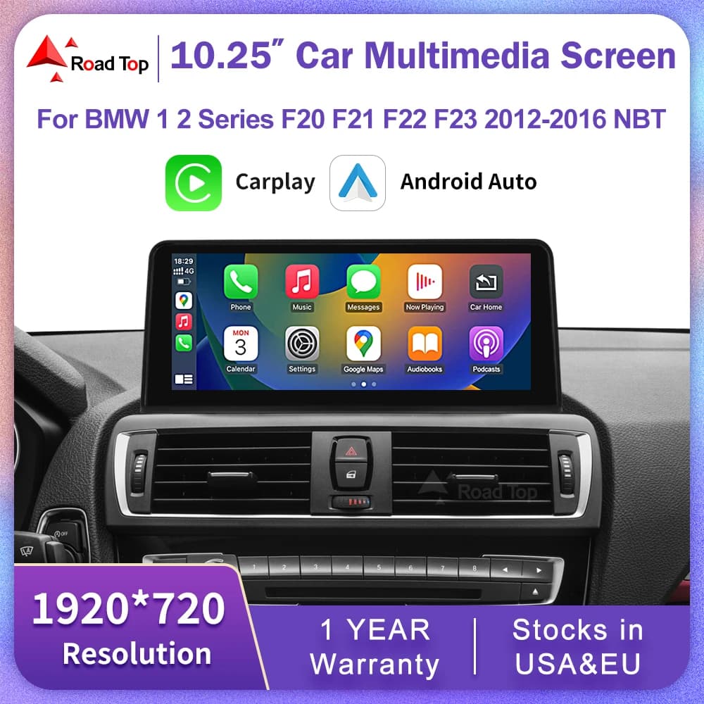 10.25" 12.3" Wireless CarPlay Android Auto 1920*720 Multimedia Display Screen For BMW Series 1 2 F20 F21 F22 F23 F45 F46 Radio