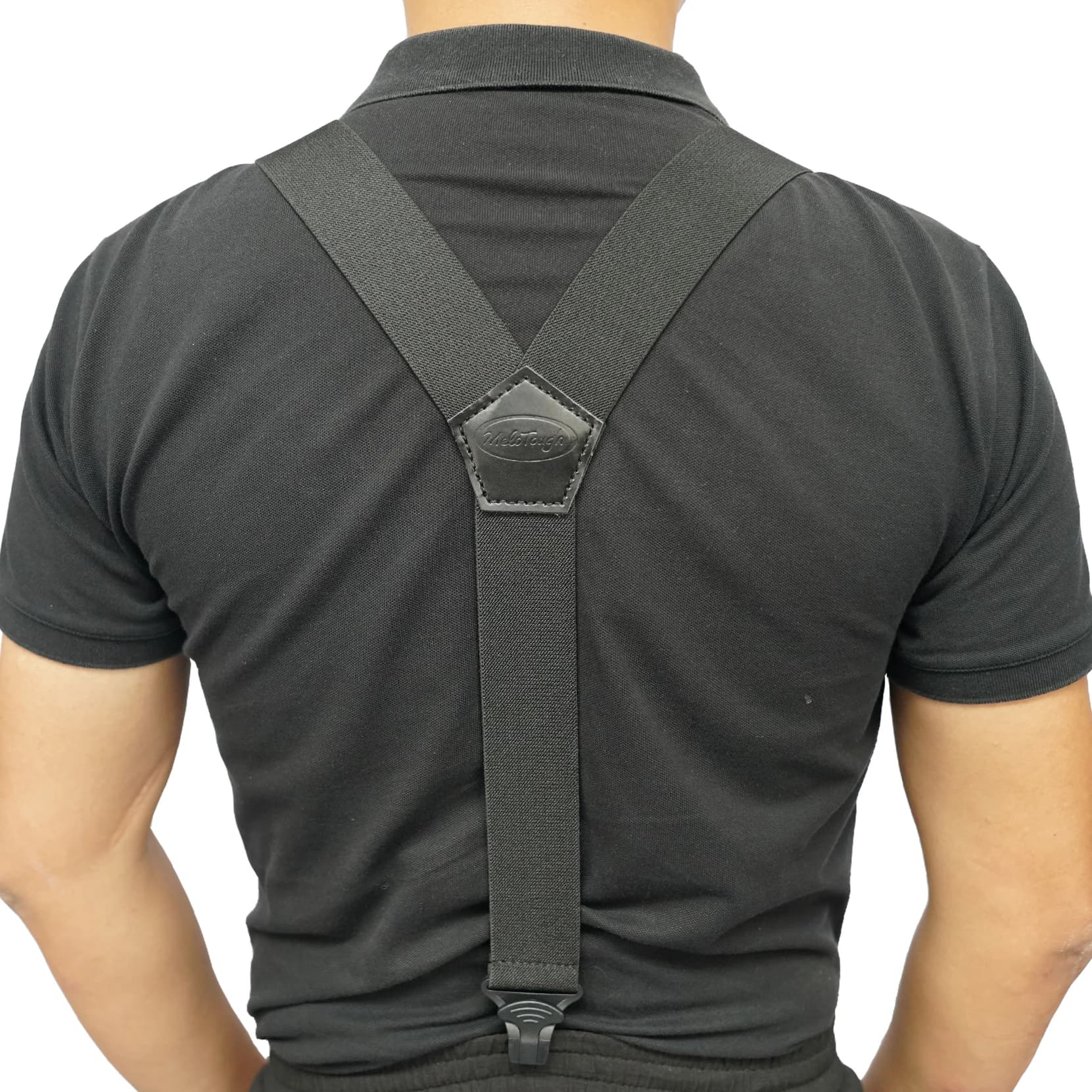 Melo Tough Y back suspenders airport friendly Suspenders,NO buzz with Plastic Clip 1.5 inch fully elastic braces