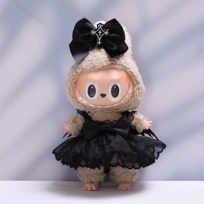 Labubu Clothes Fashion Gothic Style Skirt Labubu Doll Clothes Pendant Little Devil Strap Skirt 15/17cm Plush Doll Universal