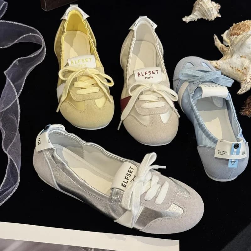 2024 Women Shoes Sneakers Casual Flats Canvas Shoes Lace Up Summer Trend Dress Zapatos Mujer Breathable Shallow New Ladies Shoes