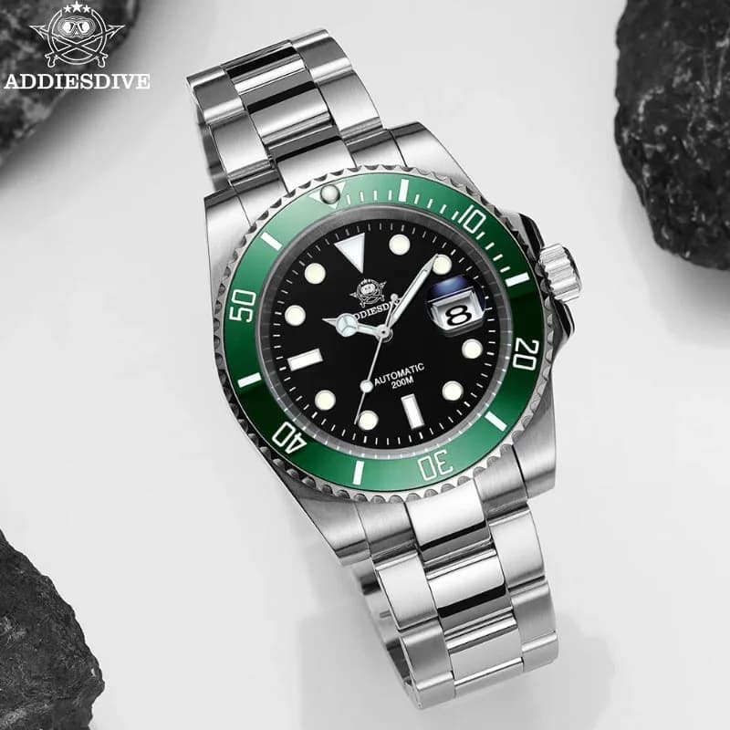 ADDIESDIVE Mens Automatic Mechanical watches Stainless steel reloj hombre Sapphire Glass super luminous 20Bar Diving Wrist watch
