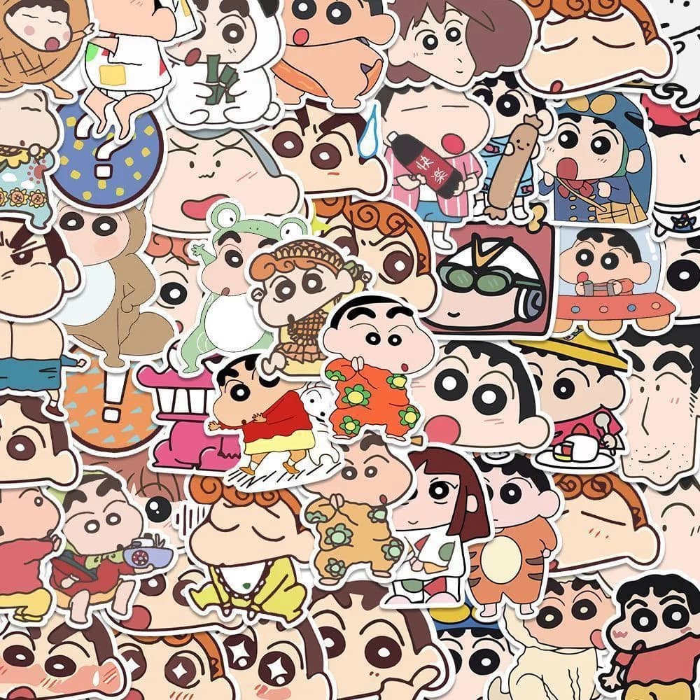 50/100Pcs Cartoon Anime Crayon Shin chan Stickers For Car Laptop Phone Stationery Decor Decals Waterproof Sticker Kids Toys