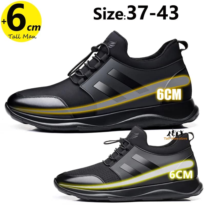 Men Sneakers Elevator Shoes  Height Increase Insoles 6CM Man Adjustable Shoe Lifts Tall