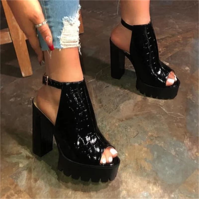 Women's Fashion Sandals 2022 Summer New European and American Style Fish Mouth Buckle High Heels