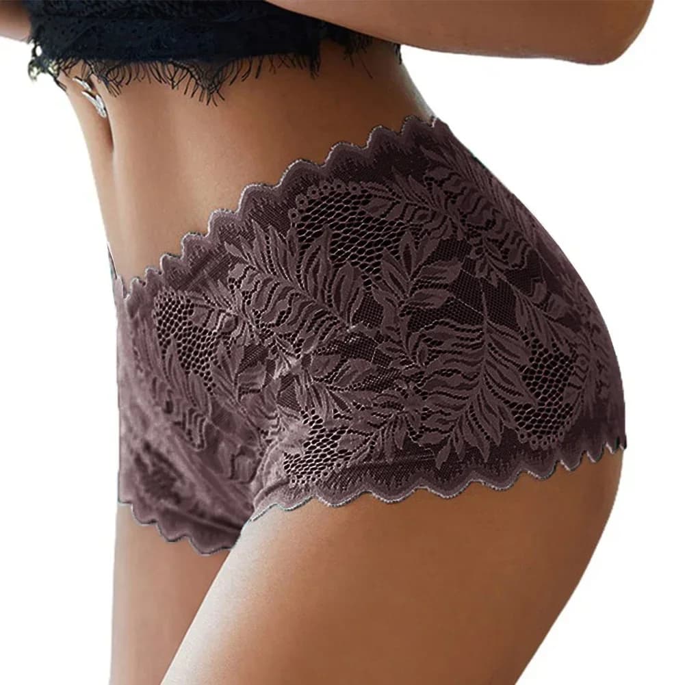5XL Casual Woman Lace Floral Mesh Lingerie Plus Size Briefs Knicker Underwear Panties Underpants Briefs For Women Clothing