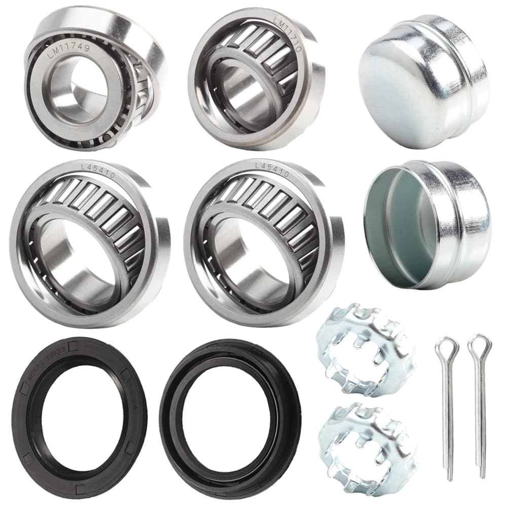 2 Sets Axles Trailer Wheel Hub Bearings Kit LM11749/10 17.5*39.9*13.9 mm L45449/10 ID 29mm TB Seal OD52 mm Dust Cover Cotter Pin