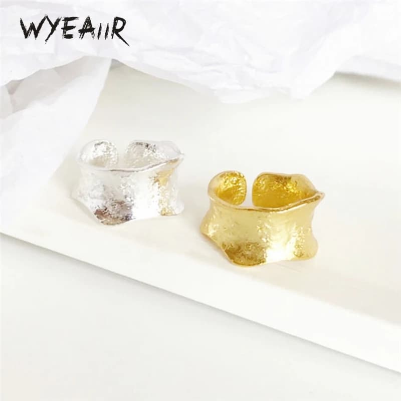 WYEAIIR 925 Sterling Silver Creative Irregular Bump Geometric Waves Resizable Opening Ring For Women Luxury Jewelry
