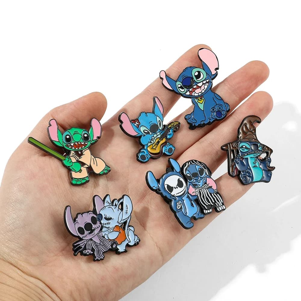 5 Pcs Cartoon Anime Lilo & Stitch Brooch Cute Scrump Angel Lapel Pin Fashion Animal Metal Enamel Badge Jewelry Backpack 2025