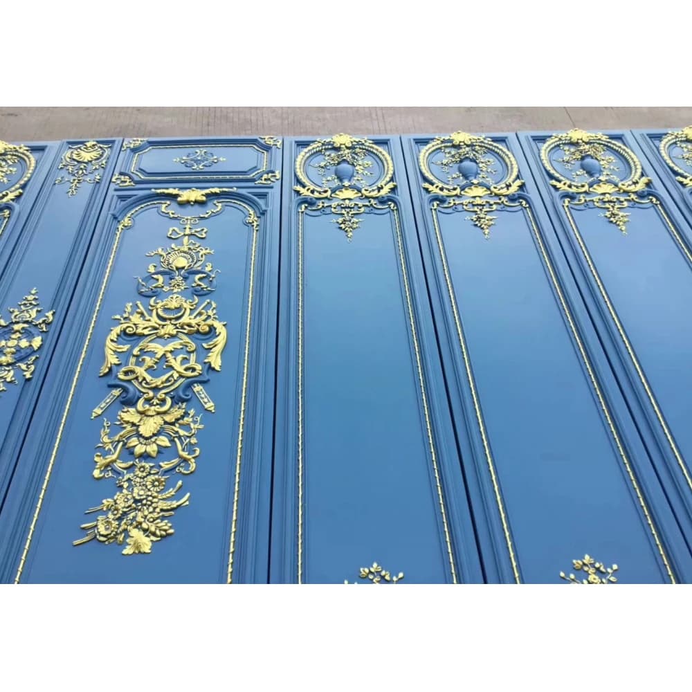 Made in China indoor carved wall unique blue gold accent 3D decoration background wall panel boards
