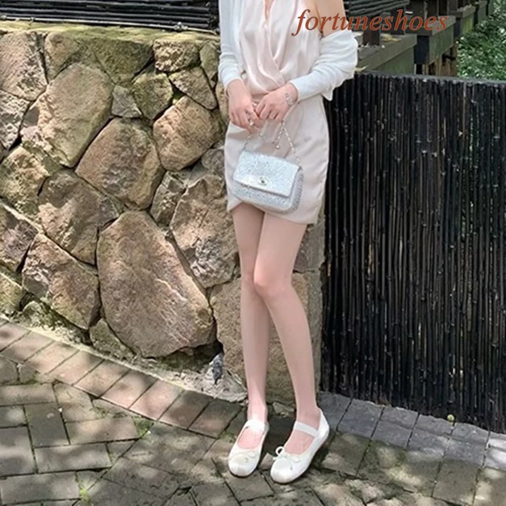 Butterfly Knot Round Toe Solid Women Shoes Shallow Slip On Flat with Shoes Fashion Casual Runway Newest Ballet Comfortable Shoes