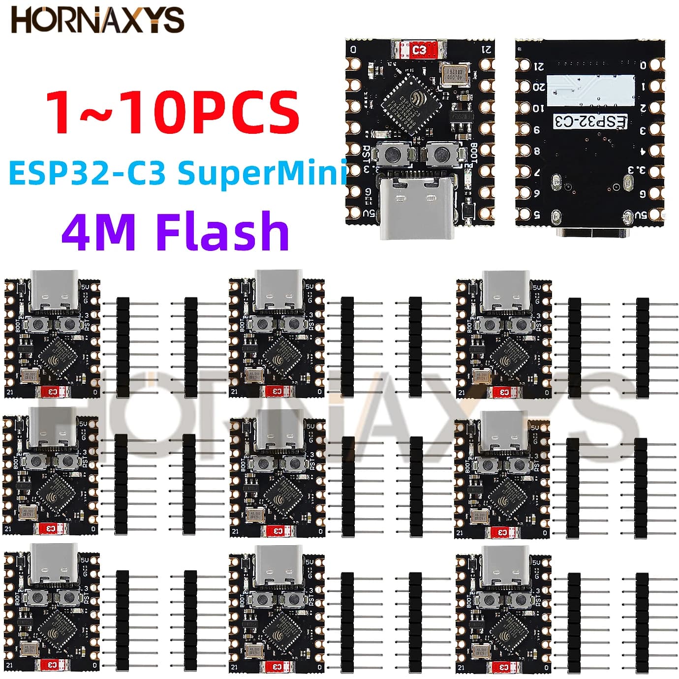 1-10PCS/ESP32 C3 Development Board Modules Mini Wifi BT Bluetooth Module  Processor  RISC-V ESP32-C3 SuperMini  4M flash Type-C