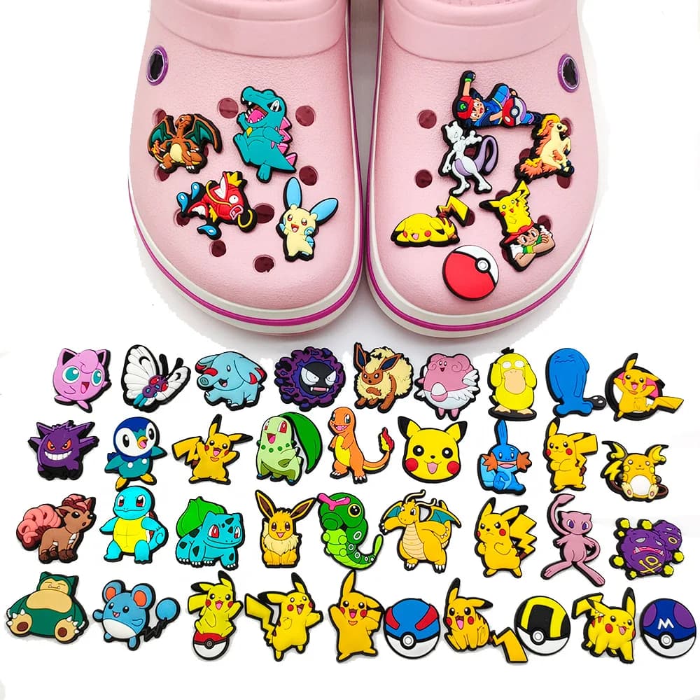 10/20/27/57Pcs Anime Pokemon Pikachu Sneakers Buckle Kawaii Charizard Squirtle Hole Slipper Accessories Decration Buckle Gifts
