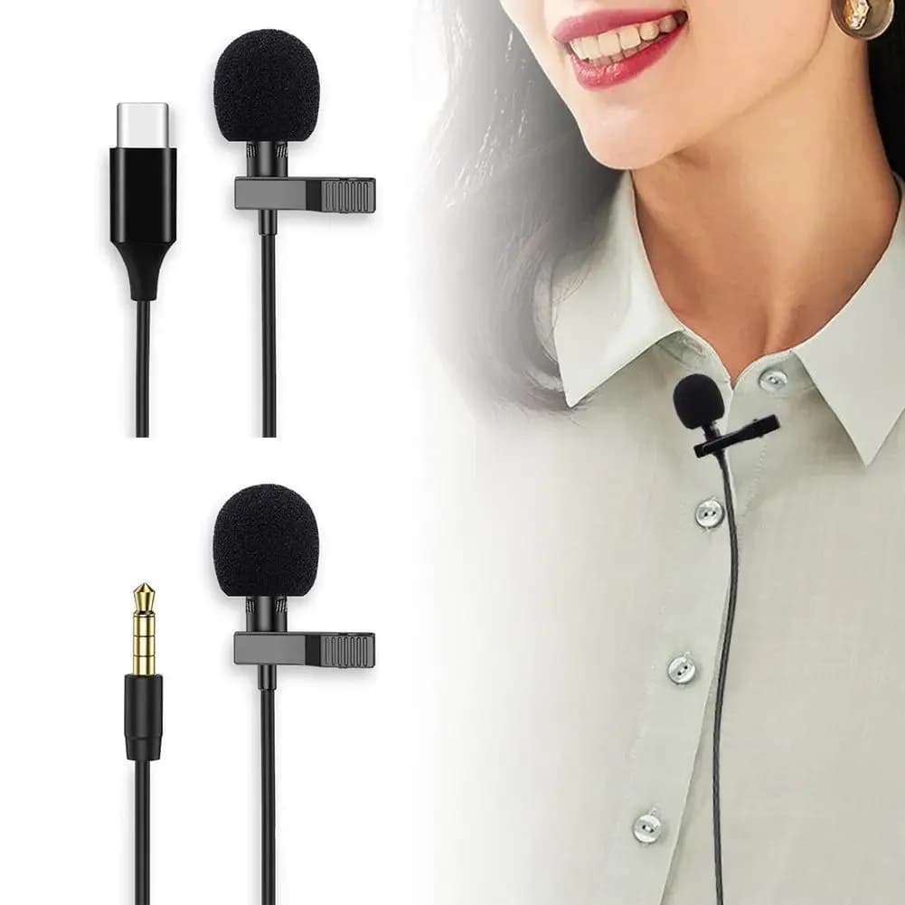 3.5mm Computer Microphones Mini Lavalier Mic Clip-on Lapel PC Microphone For Speaking Singing Speech USB Type C Microphones