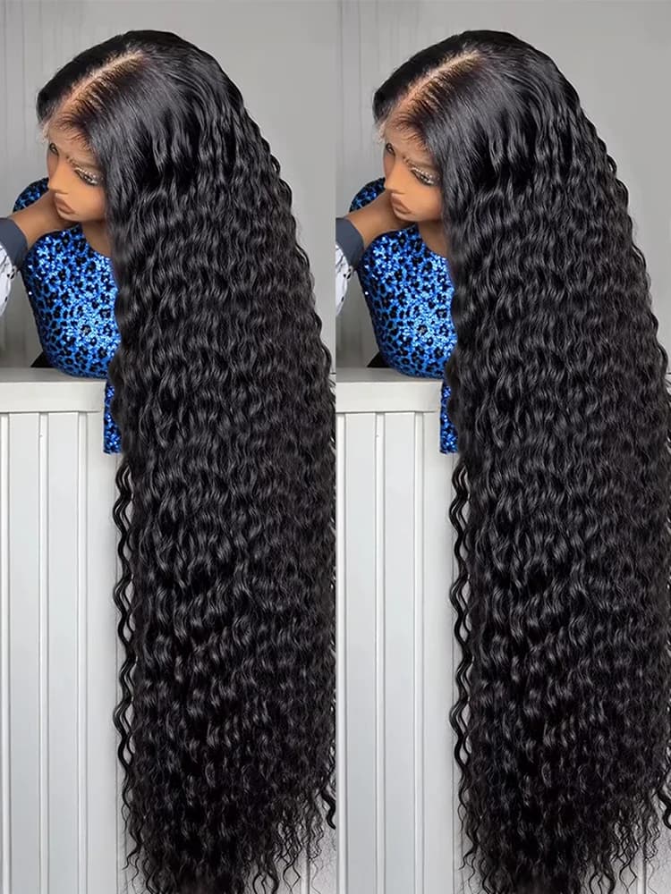 40 Inch Deep Wave Lace Frontal Wig Glueless Ready to Wear Pre Plucked Water Curly 13x4 13x6 HD Lace Front Human Hair Wigs Women