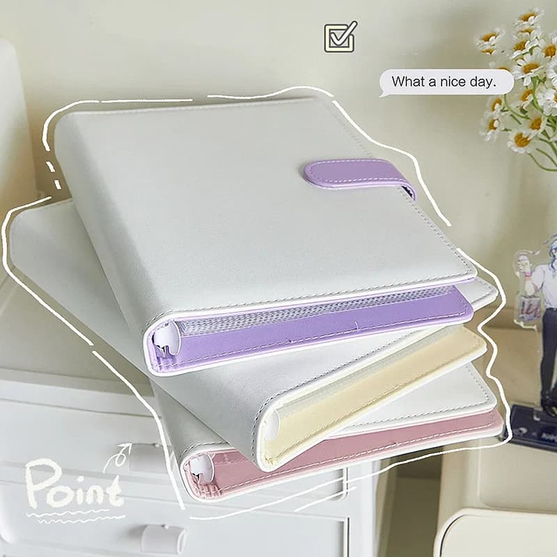 A5 Pu Leather Candy Color Binder Photocards Cute Loose-leaf Idol Kpop Album Photo Storage Book Journal Cover School Stationery