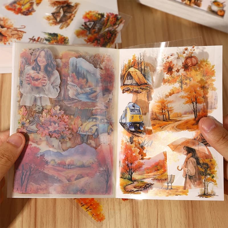 20 Sheets PET Die cut Stickers book Four Seasons Scenery Decorative handmade Scrapbooking Material Diary Album Craft Supplies