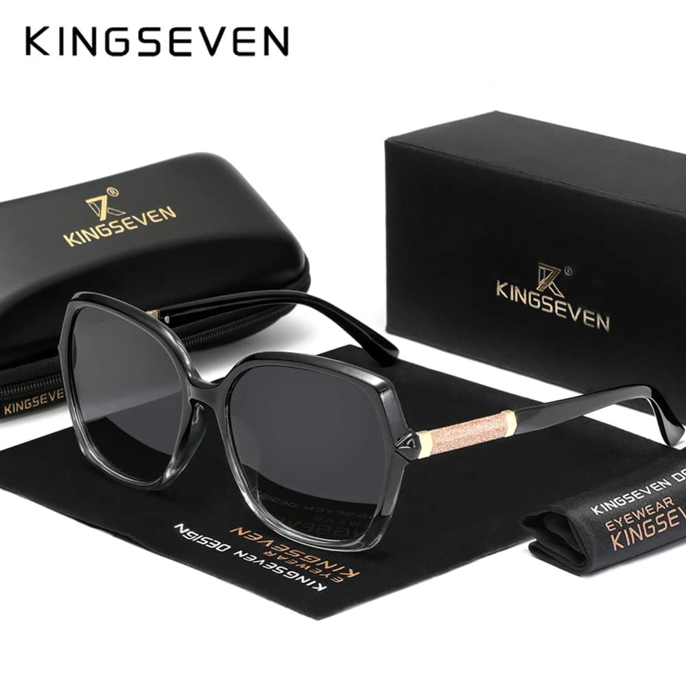 KINGSEVEN Fashion Women Sunscreen Sunglass Polarized Anti-UV400 Butterfly Large Frame Glasses Shopping Vacation Driving Eyewear