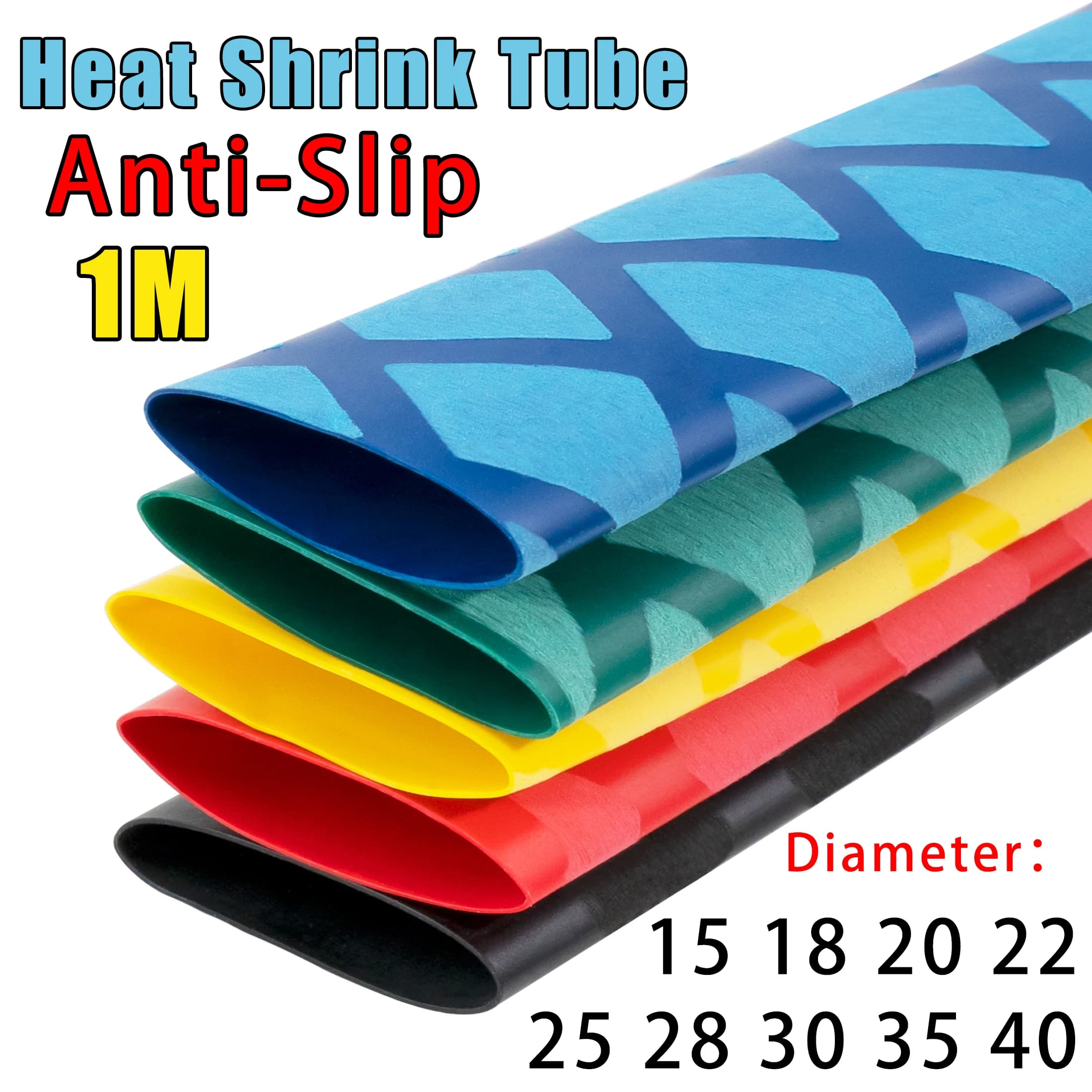 Anti-Slip Heat Shrink Tube For Fishing Rod Or DIY Electrical Insulation 5 Colors 1M 15/18/20/22/25/28/30/35/40/50mm