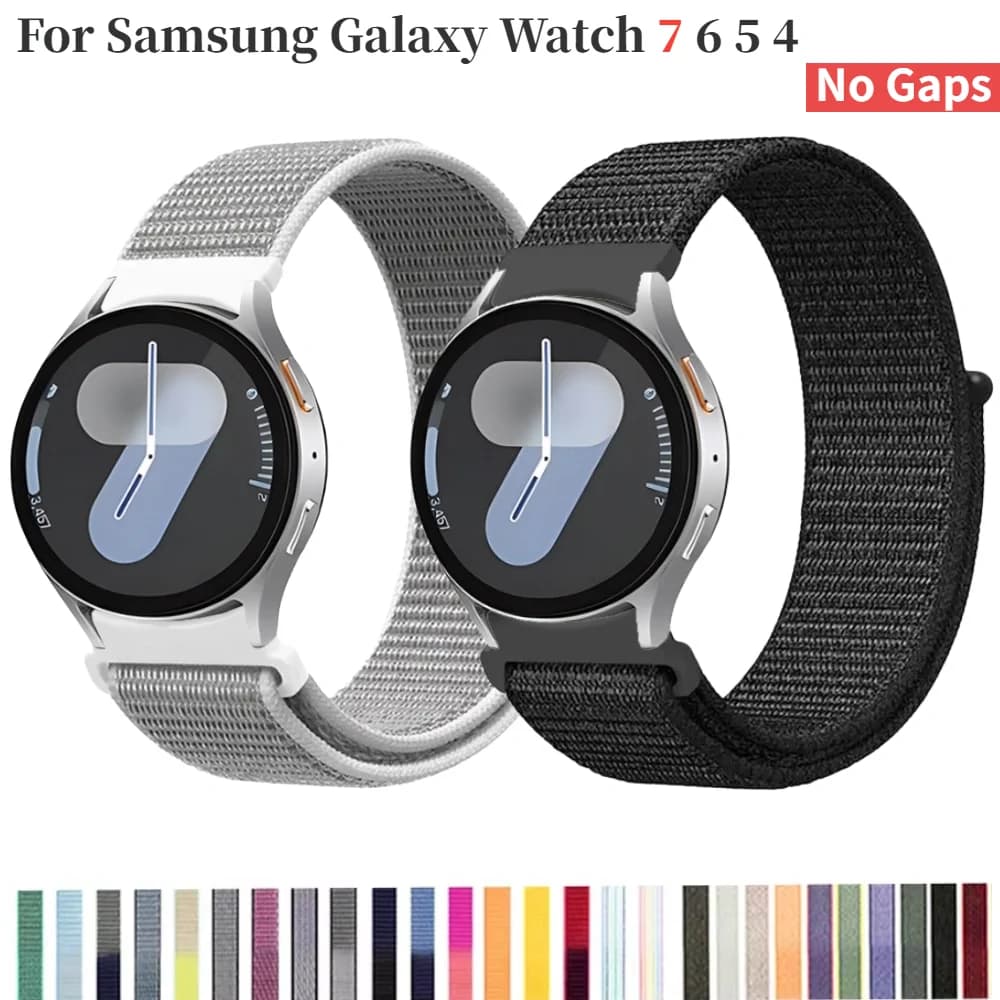 Nylon strap for Samsung Galaxy Watch 7 6 5 4 40mm 44mm No Gaps Breathable wristband for Galaxy watch 6 4 Classic 47mm 43mm 46mm