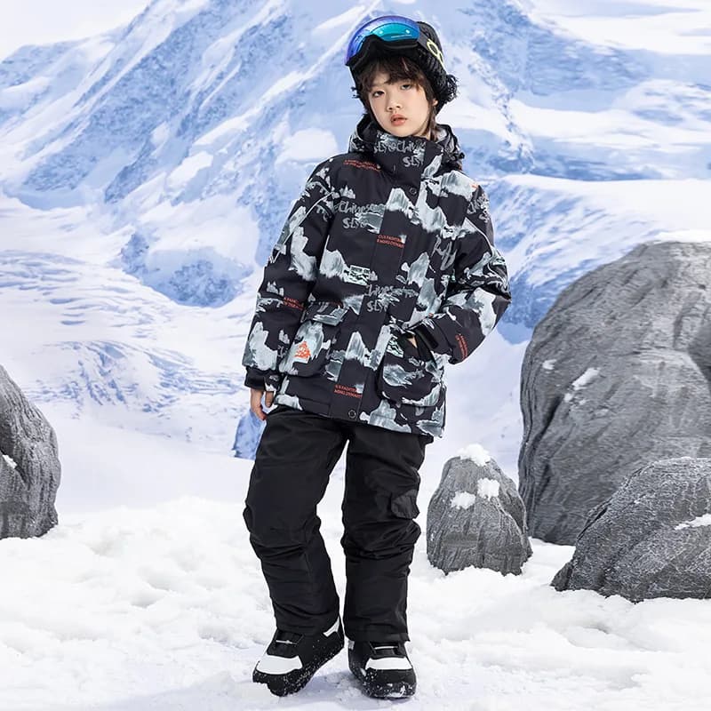 Ski Suit for Children Windproof Waterproof Warm Snow Suit Girls Boys Winter Skiing Snowboarding Jacket and Pants Set for Kids