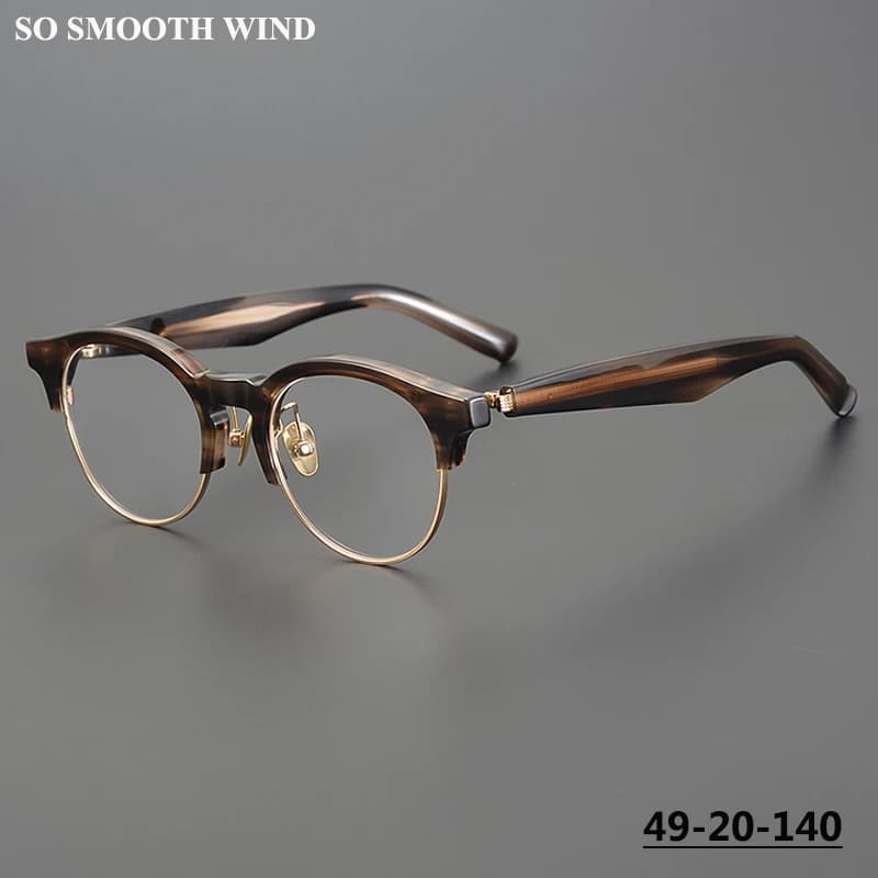 High Quality Handmade Round Glasses Frame Men Women Vintage Circle Spectacle Eyewear Semi-circular Acetate Designer Eyeglasses
