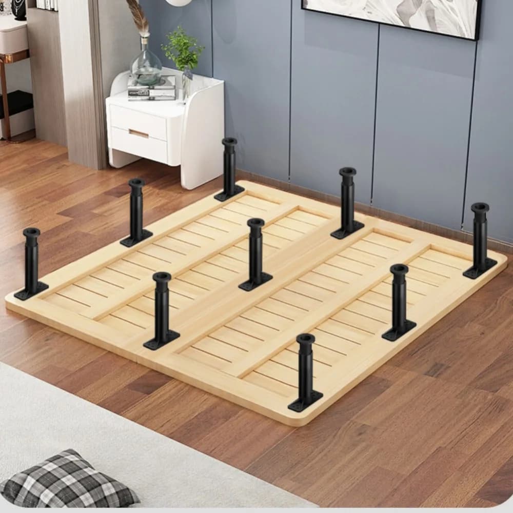 4 PCS Adjustable Height Bed Frame Center Support Legs Height from 5.9" to 9.84" with Wider Base Metal Feet Replacement