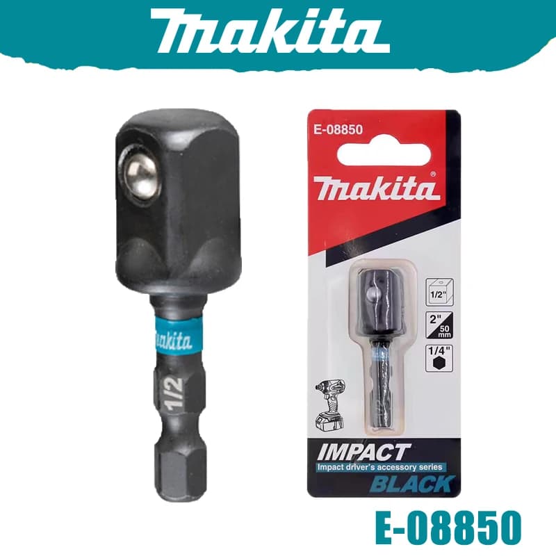 Makita E-08850 Impact Black Socket Adaptor 1/2" X 50MM  1/4''Hex Shank High Torque Driver-Drills Tool Accessories