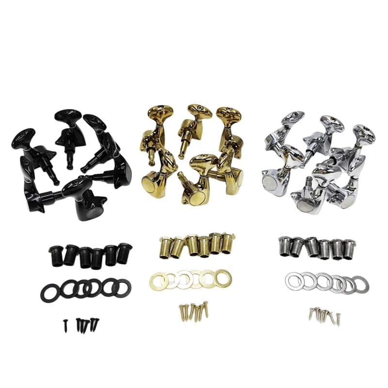 6 Pcs Small Fish-Tail Button Sealed-Gear String Tuning Pegs Tuners Machine Heads For Acoustic Electric Guitar