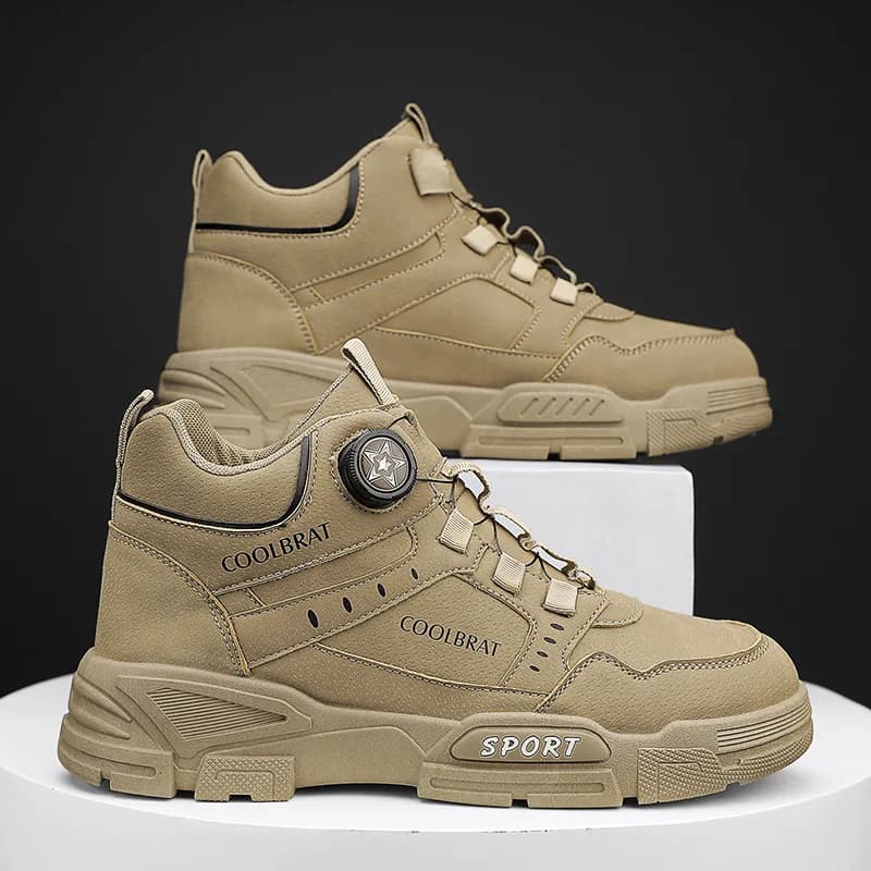 2024 New Men's High Top Platform Casual Boots Swivel Button Outdoor Cargo Men's Booties Motorcycle Ankle Boots Sneakers for Men